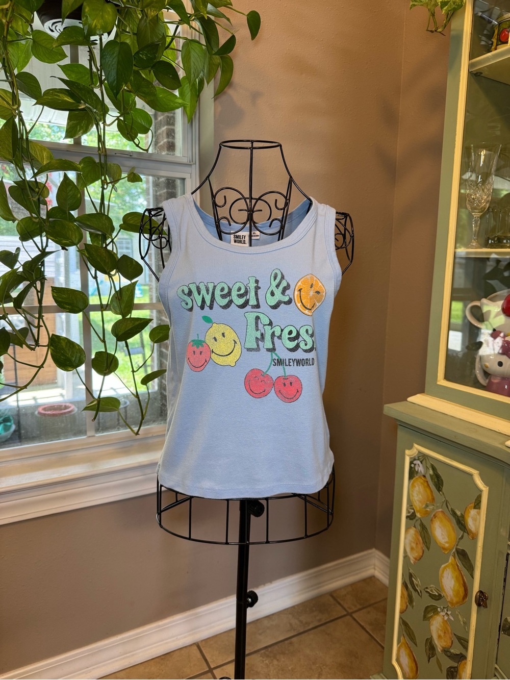 Light blue graphic tank top